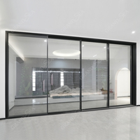 Portes coulissantes en verre à cadre fin moderne, portes intérieures en aluminium étanches pour maisons et villas