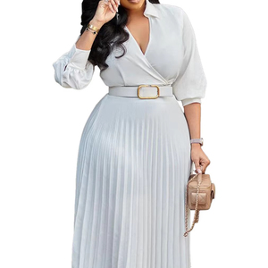 <span class=keywords><strong>Abito</strong></span> da <span class=keywords><strong>donna</strong></span> PASUXI a maniche lunghe con scollo a V, tinta unita, casual <span class=keywords><strong>estivo</strong></span>, con cintura, in chiffon, taglie forti, modello A-Line, per ufficio, MOQ basso - Product Image 1