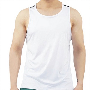 <b>Men's</b> <b>White</b> Breathable Polyester Tank Top O-Neck Casual Sleeveless Muscle <b>Vest</b> Solid Color Knitted Sport Wear - Product Image 1