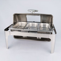 UIWS Hochwertiger Edelstahl Roll-Top Quadratischer Chafing Dish mit Manueller Temperaturregelung für Hotel-Buffet Catering