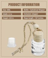 Flacon vide en verre transparent avec bouchon en bois, diffuseur d'huiles essentielles, aromathérapie, parfum réutilisable, pendentif 8 ml, pour voiture