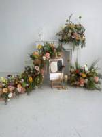 Arrangement floral artificiel en soie rose poudré pêche moderne de qualité supérieure, centre de table de mariage, rangée de fleurs cascade de 60 cm pour le sol