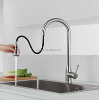 Robinet de cuisine monocommande extractible moderne, finition chromée, en acier inoxydable 304 de qualité alimentaire, monotrou