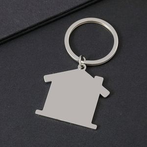 DIY Laser Logo Text Metal Keyring UV Printing House Shape Blank Stainless Steel Keychain - Product Image 4