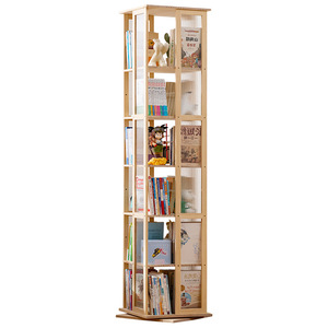 Libreria Girevole Moderna in Legno Massello per Soggiorno con Illuminazione Integrata a Parete per Libri Illustrati per Bambini - Product Image 5