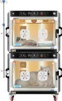 Chambre d'isolement vétérinaire double ventilation chauffée pour animaux de compagnie, moniteur de soins intensifs pour hôpital vétérinaire, chambre d'urgence pour chiens avec climatisation