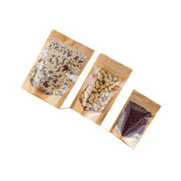 Sacs en papier kraft biodégradables blancs et bruns pour le stockage alimentaire, emballage personnalisé avec logo, réutilisables, avec fenêtre transparente pour aliments pour animaux de compagnie