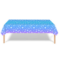 Blau-Lila Schneeflocken Weihnachts-Einweggeschirr-Set Xmas Pappteller Becher Servietten Tischdecke Feiertagsbedarf