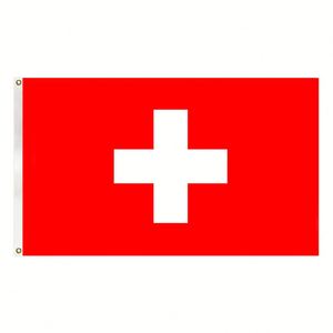 Drapeau civil <span class=keywords><strong>de</strong></span> la Suisse en polyester 3x5 pieds, <span class=keywords><strong>prix</strong></span> bas, drapeau national avec deux œillets - Product Image 1