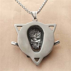 yunnique <b>Men's</b> Stainless Steel Skull Pendant Necklace With Cowboy Hat And Guns Retro Geometric Design 190141 - Product Image 2
