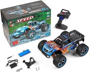 WLtoys 104019 1/10 4WD <span class=keywords><strong>Monster</strong></span> <span class=keywords><strong>Truck</strong></span> RC sin Escobillas 55km/h de Alta Velocidad, Coche Todoterreno <span class=keywords><strong>Bigfoot</strong></span> con Engranajes Metálicos, Luces LED, Juguete RTR - Product Image 2