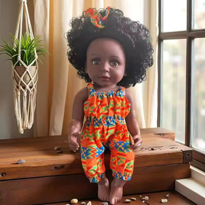Muñecas afroamericanas de moda de 12 pulgadas, juguete de plástico para niñas con cabello rizado y vestidos coloridos para niños de 2 a 4 años - Product Image 4