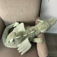 Boneka Dexter Green Dragon Lembut Nyaman Lucu Berbulu Pendek Isi Spons Mainan Bantal Peluk yang Menenangkan