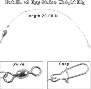 Kit de pêche au flounder en eau salée, lest œuf de 2OZ + bas de ligne en acier + émerillon rapide, montage de surfcasting pour le poisson-chat, le redfish et le drum - Product Image 3