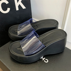 Sandali con <span class=keywords><strong>Tacco</strong></span> <span class=keywords><strong>Alto</strong></span> e Plateau Trasparenti alla Moda Coreana, Nuova Collezione Primavera-Estate, Scarpe Aperte sul Davanti per Donna - Product Image 2