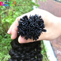 Extensions de cheveux humains vierges malaisiennes naturelles en K-tip, bouclés profonds, non traités, 100% cheveux humains, vente en gros