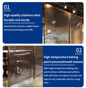 Divisor de habitación de restaurante de acero inoxidable de alta calidad, divisor de habitación Paravent, <span class=keywords><strong>separador</strong></span> de salón de partición de habitación de bronce - Product Image 2