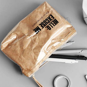 Custodia cosmetica per trucco in carta Kraft lavabile impermeabile multifunzione leggera <span class=keywords><strong>Tyvek</strong></span> con pellicola in PVC - Product Image 3