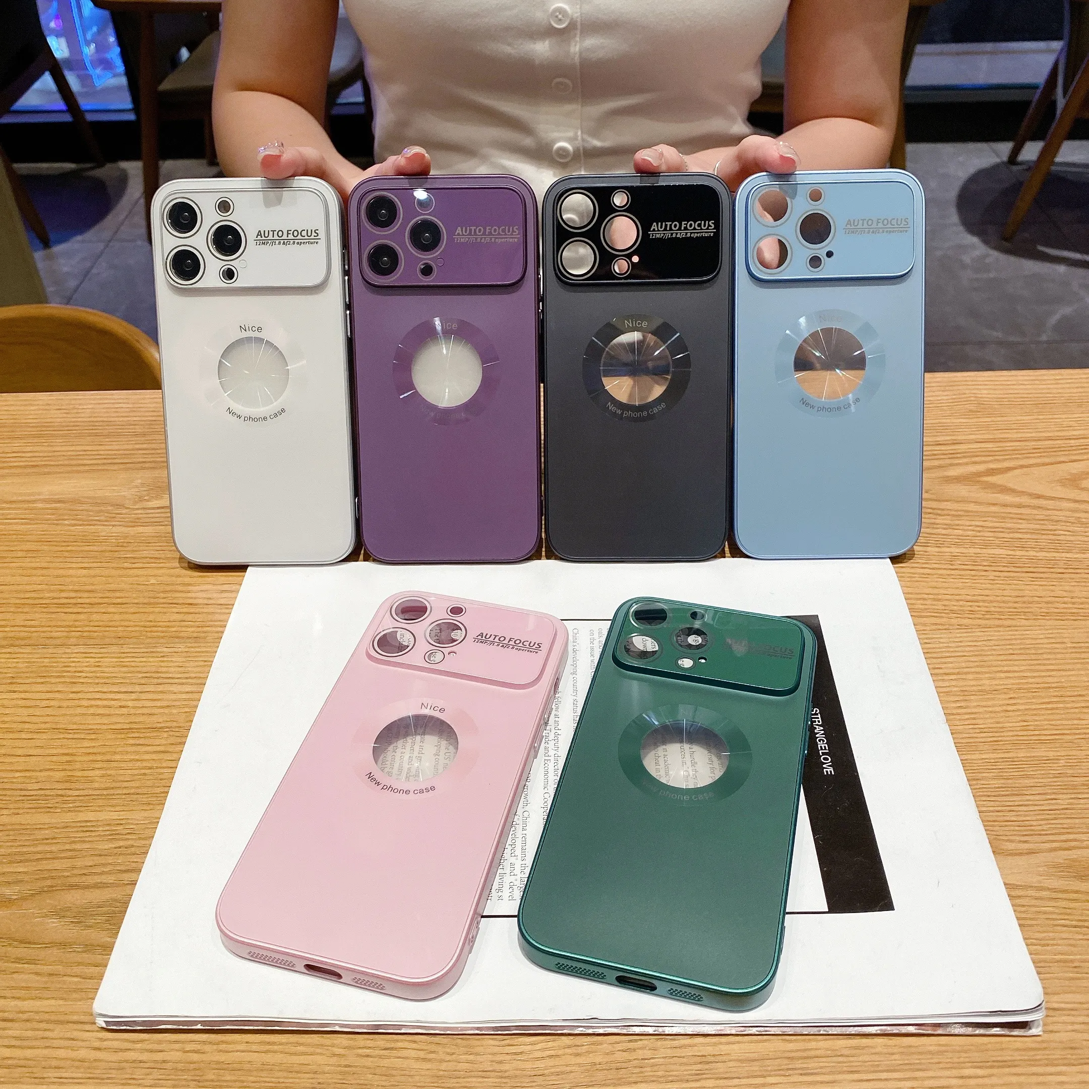 2023 New Products Frosted PET Display Logo Phone Case Large Camera Lens Protection Cover For Iphone 11 12 13 Pro Max 14 Plus