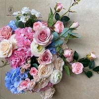 Vente en gros de grandes roses blanches de 50 cm et 60 cm, centre de table, fleurs en soie, arrangement de mariage, boule de fleurs artificielles pour fête