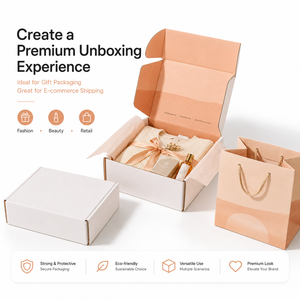 Caja de Cartón Corrugado con Impresión Degradada Personalizada, con Bolsa de Regalo de Papel a Juego, Empaque de Regalo Personalizado con Logotipo para Ropa y Cosméticos - Product Image 3