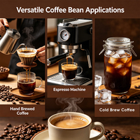 Grains de café Arabica et Robusta torréfiés moyennement du Brésil et d'Éthiopie, offrant des services OEM et ODM, conditionnés en 1 kg