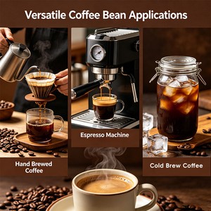 Grains <span class=keywords><strong>de</strong></span> café Arabica et Robusta torréfiés moyennement du Brésil et d'Éthiopie, offrant des services OEM et ODM, conditionnés en 1 kg - Product Image 5