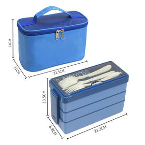 Boîte à bento portable en plastique à 3 couches pour enfants, grande capacité, réutilisable, avec couverts - Product Image 6