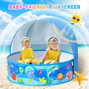 <span class=keywords><strong>Piscine</strong></span> pour enfants et animaux domestiques, tente de jeu pour bébés, tente de plage, <span class=keywords><strong>abri</strong></span> solaire anti-UV, moustiquaire, portable, pliable, structure en acier, pop-up - Product Image 3