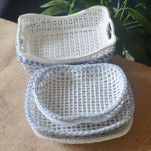 Corbeille à fruits moderne de luxe en céramique, égouttoir à fraises décoratif, bols à fruits carrés en grès émaillé rose et blanc, style Kawaii et mignon pour la <span class=keywords><strong>cuisine</strong></span> - Product Image 5