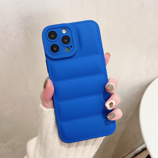 Luxury Down Jacket Cloth Case for iPhone 17 16 15 14 13 11 12 Pro XS Max XR Fashion Bright Green Puffer Soft Silicon Cover Capa