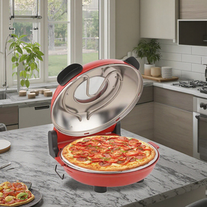<span class=keywords><strong>Forno</strong></span> Elettrico per Pizza da Interno <span class=keywords><strong>Rosso</strong></span> da 12 Pollici con Controllo della Temperatura e Timer Meccanico per Uso Domestico e Commerciale - Product Image 5