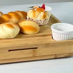 Juego de tabla de quesos de bambú con tapa transparente y cubiertos, bandeja de servir con múltiples compartimentos para fiestas - Product Image 3