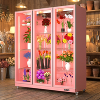 Vitrines réfrigérées commerciales sans givre pour fleurs avec portes en verre trempé et éclairage LED