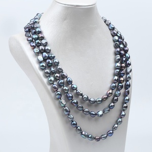 Collar de capas de perlas largas de carbón de agua dulce de mercado Zhuji - Product Image 6