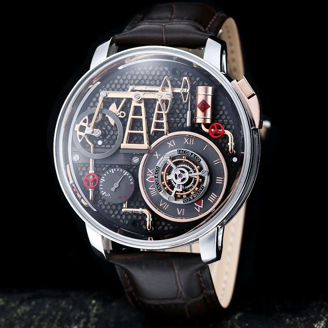 Boîtier en acier avec bracelet marron