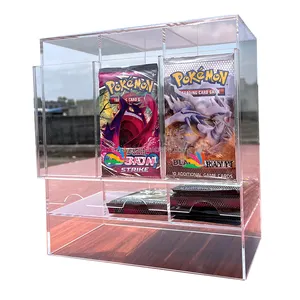 RAY YI Custom Clear MTG Yugiho Acrylic Pokemon 3 Slot Booster Pack Dispenser For TCG Card Packs