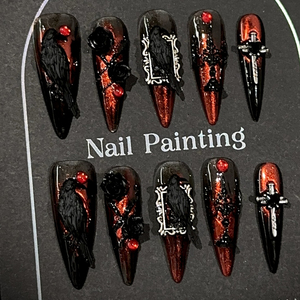 Ongles press-on amusants à thème Halloween, design <span class=keywords><strong>cercueil</strong></span>, pour la décoration de fête d'Halloween - Product Image 3