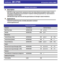 Prix de gros Lotte JM-370 Granulés PP Copolymère haute résistance à l'impact Haute rigidité Grade de moulage par injection PP pour pièces automobiles