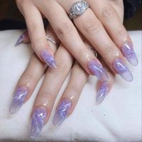 Purple Collection Daily Life Nails Perle Et Diamant Décorer Faux Ongles Ongles Ronds Courts