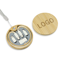 Kotak Penyimpanan Multifungsi Portabel Kabel Data Pengisian Cepat Ramah Lingkungan dari Bambu, Kayu, dan Jerami Gandum, Pengatur Charger Universal