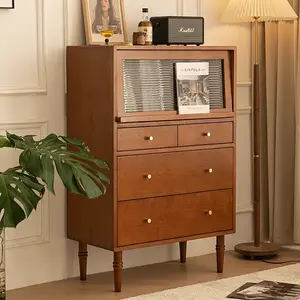 世纪中叶客厅家具日式木制电视柜杂志卧室抽屉储物柜