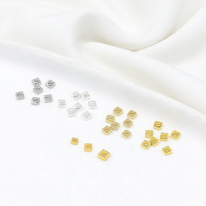Pure <b>copper</b> plated with 18K real gold and silver loose beads, small square spacers, DIY <b>bracelet</b> and necklace beading and - Product Image 2