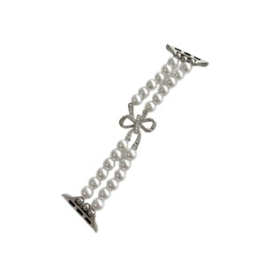 <span class=keywords><strong>Bracelet</strong></span> en alliage de chaîne de perles de luxe pour <span class=keywords><strong>montre</strong></span> série 11/10, design élégant et sophistiqué, fermoir déployant respirant - Product Image 5