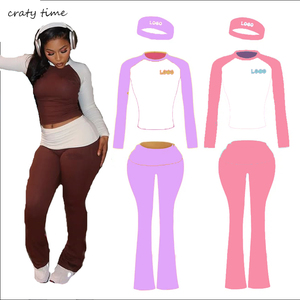 נשים Loungewear מגדיר לוגו מותאם אישית באיכות גבוהה כותנה קיפול מעל חותלות סט חותלות סט משחק ראש נשים בגדים נשים סטים - Product Image 1