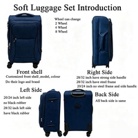 Juego de Maletas de Tela Oxford Suave al por Mayor, 3 Piezas, con Ruedas, 20, 24 y 28 Pulgadas, 8 Ruedas, Bolsa de Viaje con Ruedas, para Niños, de Fábrica