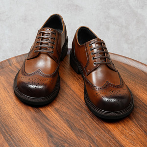 <b>Men's</b> Breathable And Fashionable Leather Shoes Business Formal Flat Casual Shoes Outdoor Height Increasing Large Sized Shoes <b>Men</b> - Product Image 4