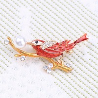 Broche en émail en forme de branche d'oiseau, simple, mignonne, élégante, emblème d'animal pie, épingles de corset
