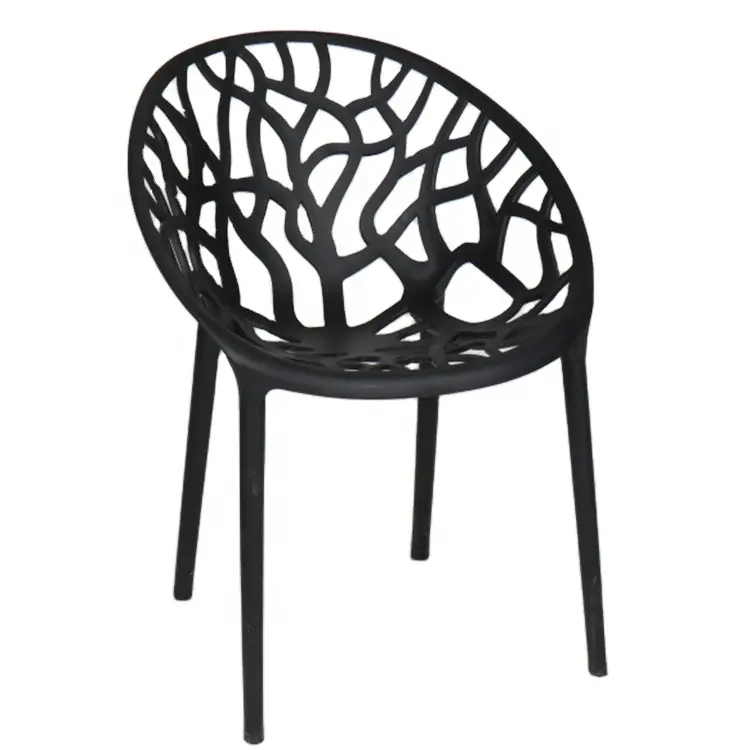 Commercio all'ingrosso della fabbrica nero a buon mercato moderno pp resina albero ristorante bar sedia Design impilabile in plastica sedie da pranzo con le braccia