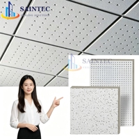 Système de plafond suspendu en plaques de plâtre en laine minérale de style moderne, imperméable, résistant à l'humidité, ignifuge, insonorisant, blanc, ISO9001